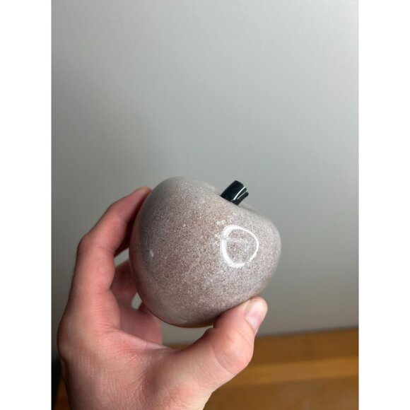 Vintage Alabaster Marble Stone apple Paperweight Décor With Brass Stem fruit - Picture 3 of 6